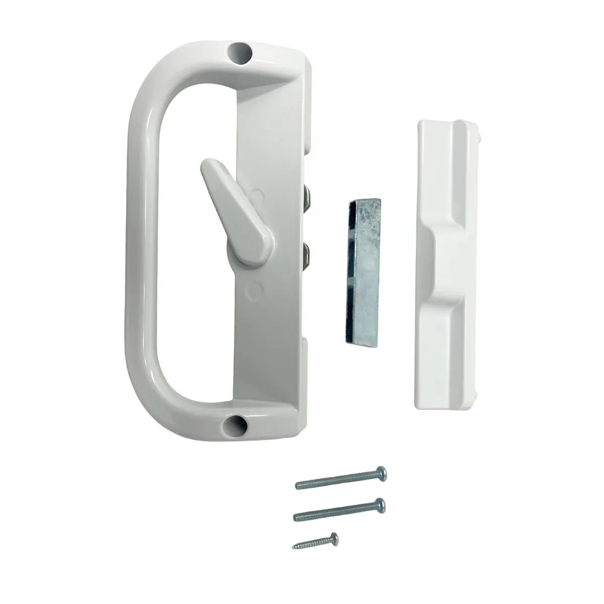 Sliding Patio Door Handle Set White (6-9/16 Hole to Hole)