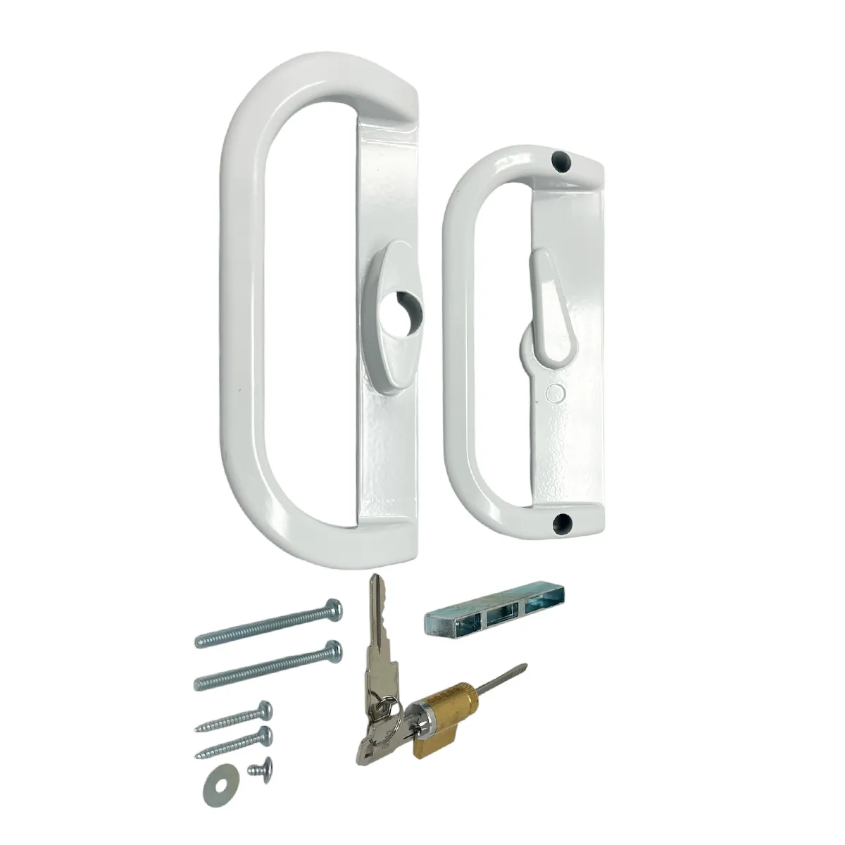 Sliding Patio Door Handle Set White with Key and Lock