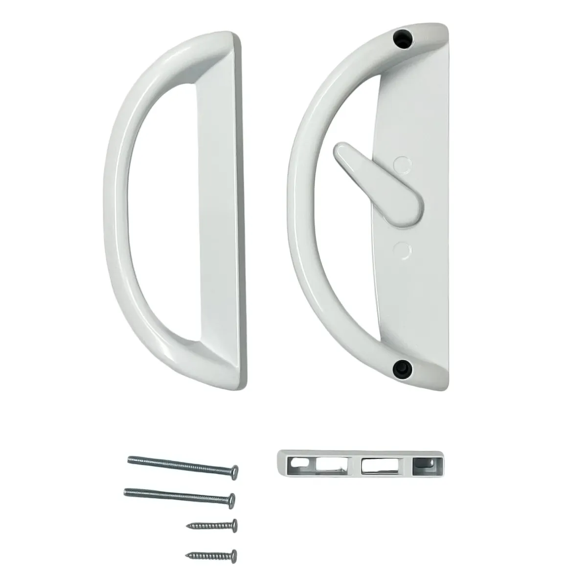 Sliding Patio Door Handle Set White (6-1/2" Hole to Hole)