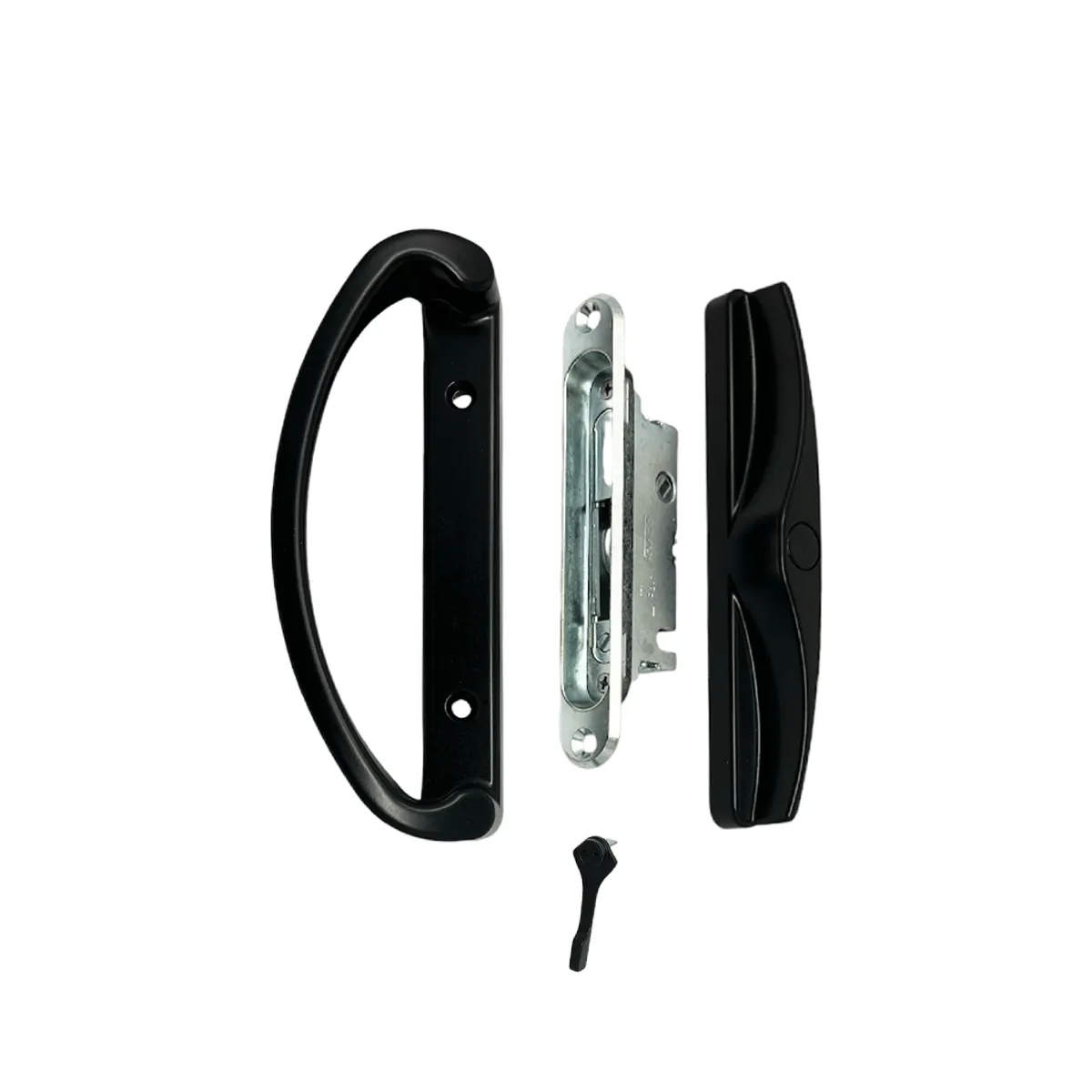 Sliding Patio Door Handle Set Black With Mortise Lock (3-15/16" Hole to Hole)