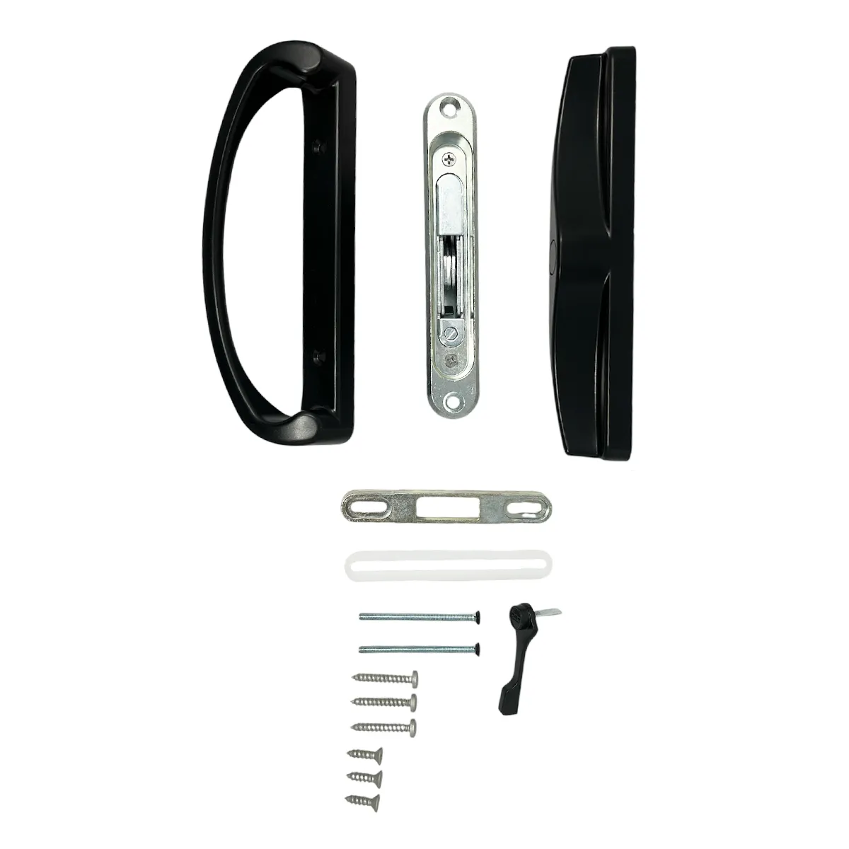 Sliding Patio Door Handle Set Black With Mortise Lock (3-15/16" Hole to Hole)