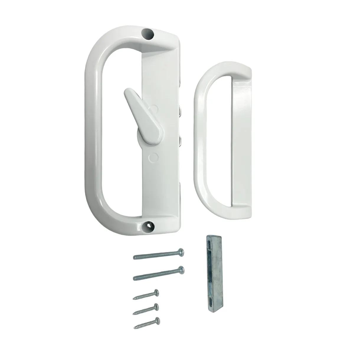 Sliding Patio Door Handle Set White (6-9/16" Hole to Hole)
