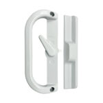 Sliding Patio Door Handle Set White - Single Hook (6-5/8 Hole to Hole)