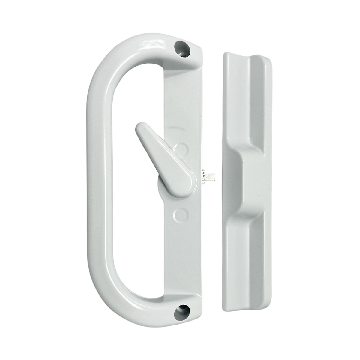 Sliding Patio Door Handle Set White - Single Hook (6-5/8 Hole to Hole)