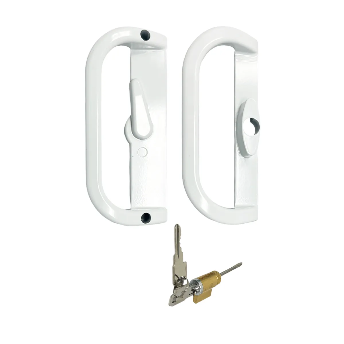 Sliding Patio Door Handle Set White with Key and Lock